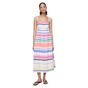 NWT Gap Striped Maxi Dress in Multicolor Stripe Size Large Fit and Flare